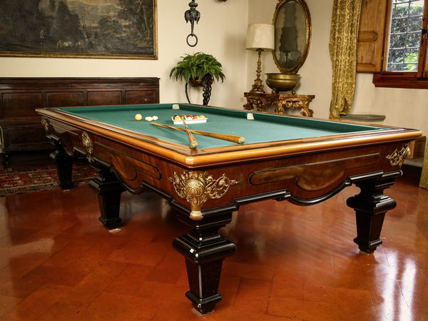Tavolo da biliardo, Milano, Fratelli della Chiesa  - Asta Arredi e Dipinti dal Castello di Gamberaia a Firenze - Associazione Nazionale - Case d'Asta italiane