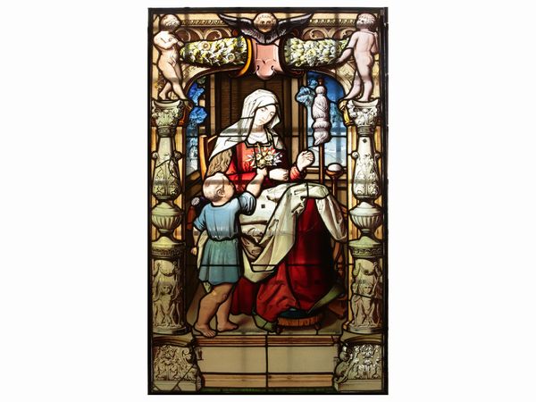 Vetrata cattedrale policroma  - Asta Arredi e Dipinti dal Castello di Gamberaia a Firenze - Associazione Nazionale - Case d'Asta italiane