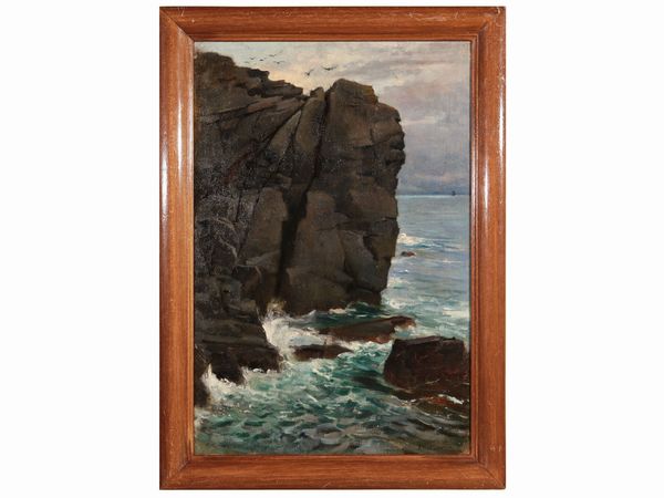 Alphons Hollaender : Scogli in Cornovaglia  - Asta Arredi e Dipinti dal Castello di Gamberaia a Firenze - Associazione Nazionale - Case d'Asta italiane