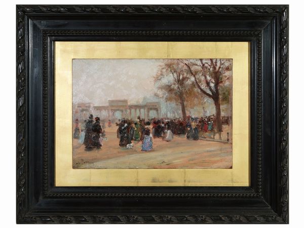 Alberto Pisa : Strada londinese  - Asta Arredi e Dipinti dal Castello di Gamberaia a Firenze - Associazione Nazionale - Case d'Asta italiane