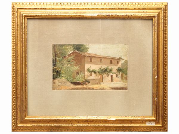 Paesaggi di campagna con vedute di case  - Asta Arredi e Dipinti dal Castello di Gamberaia a Firenze - Associazione Nazionale - Case d'Asta italiane