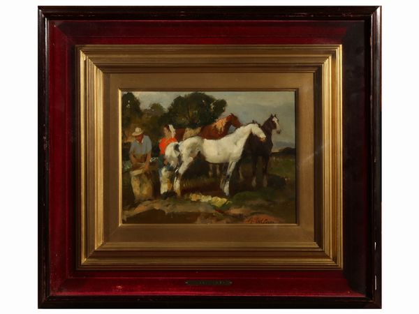 Alfredo Del Sordo : Cavalli  - Asta Arredi e Dipinti dal Castello di Gamberaia a Firenze - Associazione Nazionale - Case d'Asta italiane