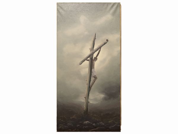Natalino Mucci : Crocifissione 1965  - Asta Arredi e Dipinti dal Castello di Gamberaia a Firenze - Associazione Nazionale - Case d'Asta italiane
