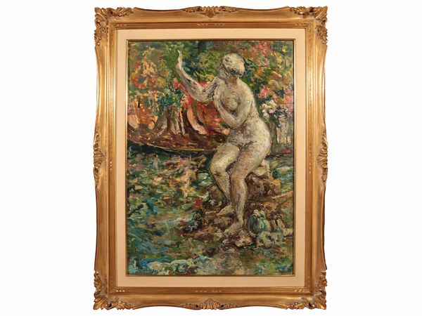 La vasca dei cigni Giardino Boboli, 1966  - Asta Arredi e Dipinti dal Castello di Gamberaia a Firenze - Associazione Nazionale - Case d'Asta italiane