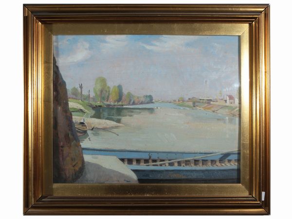 Desiderio Tanfani : Marina 1939  - Asta Arredi e Dipinti dal Castello di Gamberaia a Firenze - Associazione Nazionale - Case d'Asta italiane