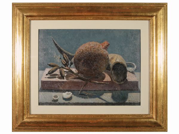 Giovanni Colacicchi : Natura morta con brocca  - Asta Arredi e Dipinti dal Castello di Gamberaia a Firenze - Associazione Nazionale - Case d'Asta italiane