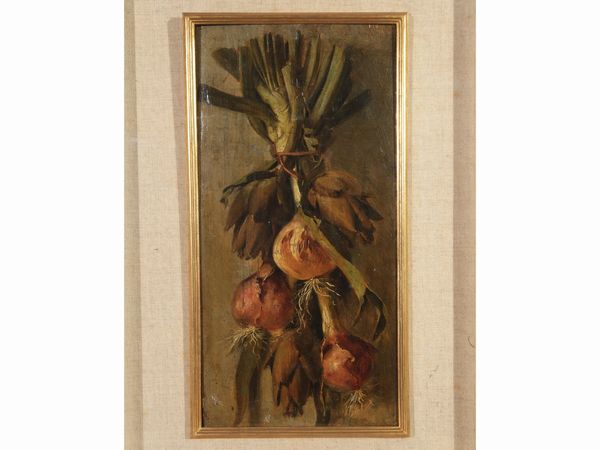 Natura morta con cipolle  - Asta Arredi e Dipinti dal Castello di Gamberaia a Firenze - Associazione Nazionale - Case d'Asta italiane
