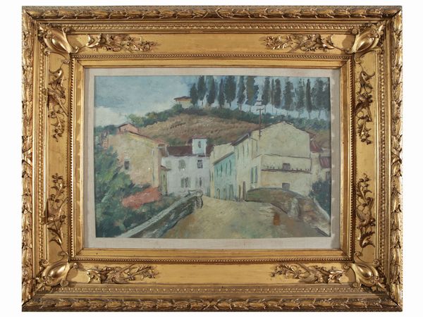 Scorcio di paese  - Asta Arredi e Dipinti dal Castello di Gamberaia a Firenze - Associazione Nazionale - Case d'Asta italiane