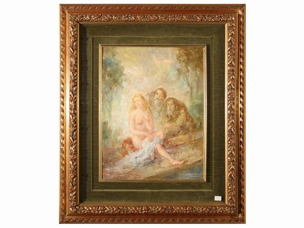 Luigi Togliarini : Susanna e i ladroni  - Asta Arredi e Dipinti dal Castello di Gamberaia a Firenze - Associazione Nazionale - Case d'Asta italiane