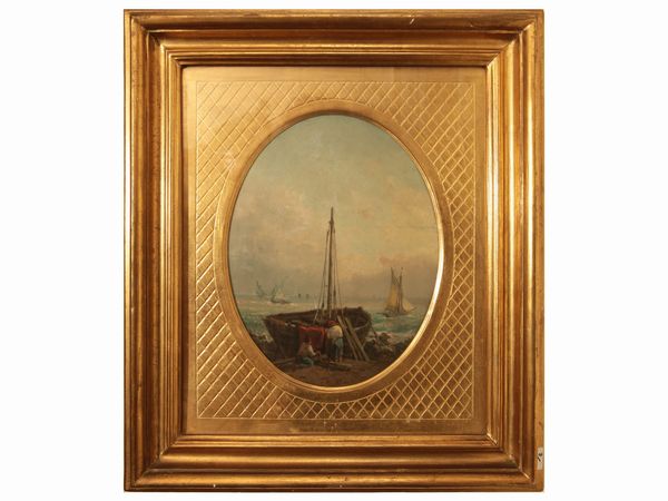 Scuola francese : Veduta di marine  - Asta Arredi e Dipinti dal Castello di Gamberaia a Firenze - Associazione Nazionale - Case d'Asta italiane