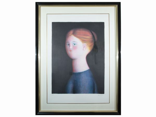 Antonio Bueno : Ritratto di fanciulla  - Asta Arredi e Dipinti dal Castello di Gamberaia a Firenze - Associazione Nazionale - Case d'Asta italiane