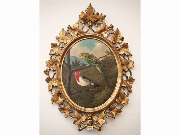 Michelangelo Meucci : Uccellini  - Asta Arredi e Dipinti dal Castello di Gamberaia a Firenze - Associazione Nazionale - Case d'Asta italiane