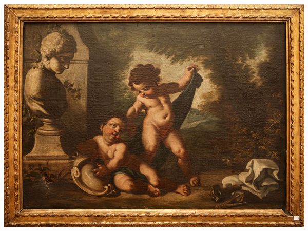 Scuola francese : Allegoria della Scultura  - Asta Arredi e Dipinti dal Castello di Gamberaia a Firenze - Associazione Nazionale - Case d'Asta italiane