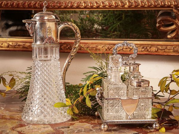 Due accessori per la tavola in metallo argentato e cristallo  - Asta Arredi e Dipinti dal Castello di Gamberaia a Firenze - Associazione Nazionale - Case d'Asta italiane