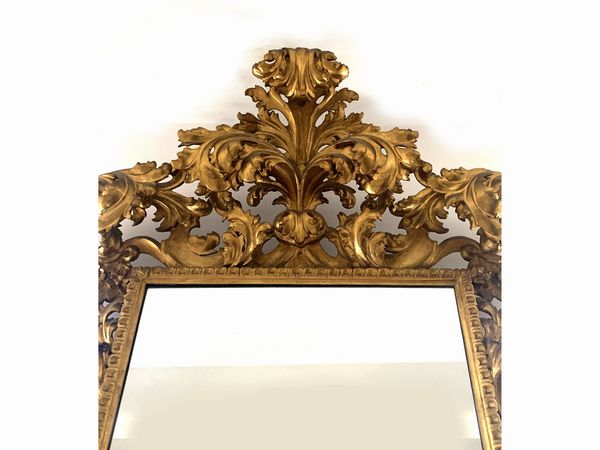 Console con specchiera in legno intagliato e dorato  - Asta Arredi e Dipinti dal Castello di Gamberaia a Firenze - Associazione Nazionale - Case d'Asta italiane