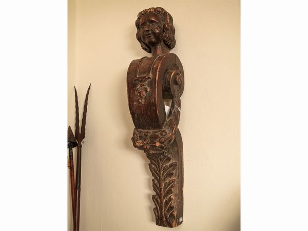 Coppia di antiche lesene a bambocci in noce  - Asta Arredi e Dipinti dal Castello di Gamberaia a Firenze - Associazione Nazionale - Case d'Asta italiane