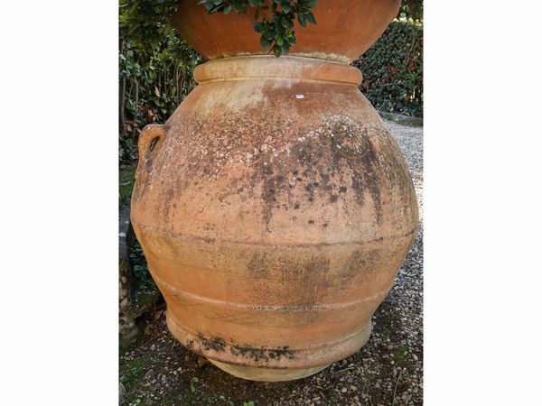 Orcio in terracotta di Galestro, F. Bianchi Impruneta  - Asta Arredi e Dipinti dal Castello di Gamberaia a Firenze - Associazione Nazionale - Case d'Asta italiane