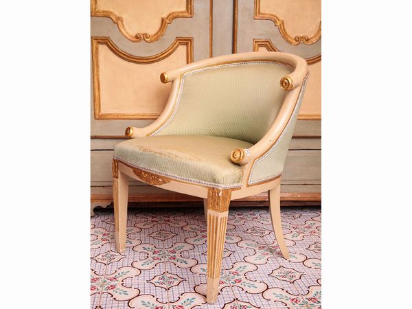 Coppia di poltroncine a pozzetto  - Asta Arredi e Dipinti dal Castello di Gamberaia a Firenze - Associazione Nazionale - Case d'Asta italiane