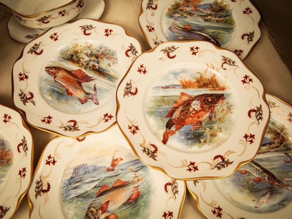 Servizio da pesce in porcellana KPM  - Asta Arredi e Dipinti dal Castello di Gamberaia a Firenze - Associazione Nazionale - Case d'Asta italiane