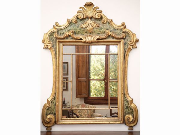 Cornice in legno laccato e lumeggiato in oro  - Asta Arredi e Dipinti dal Castello di Gamberaia a Firenze - Associazione Nazionale - Case d'Asta italiane