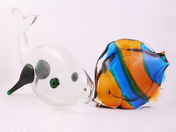Due pesci in vetro di Murano  - Asta Arredi e Dipinti dal Castello di Gamberaia a Firenze - Associazione Nazionale - Case d'Asta italiane