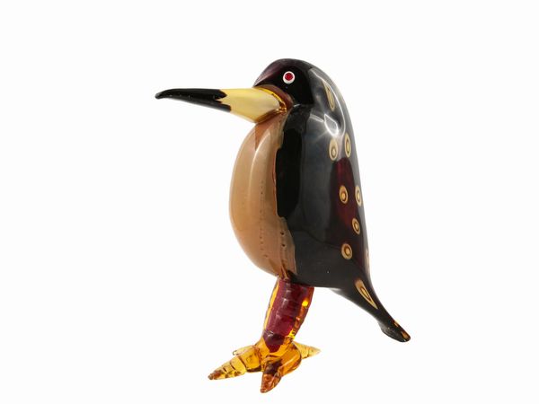 Scultura di volatile in vetro spesso  - Asta Arredi e Dipinti dal Castello di Gamberaia a Firenze - Associazione Nazionale - Case d'Asta italiane