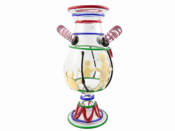 Vaso in vetro trasparente a forma di anfora  - Asta Arredi e Dipinti dal Castello di Gamberaia a Firenze - Associazione Nazionale - Case d'Asta italiane