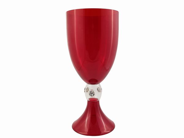Grande coppa in vetro soffiato rosso rubino  - Asta Arredi e Dipinti dal Castello di Gamberaia a Firenze - Associazione Nazionale - Case d'Asta italiane