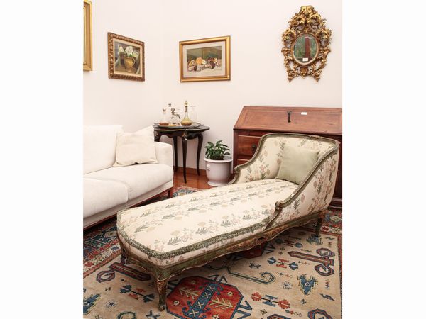 Dormeuse in legno laccato nei toni del verde  - Asta Arredi e Dipinti dal Castello di Gamberaia a Firenze - Associazione Nazionale - Case d'Asta italiane