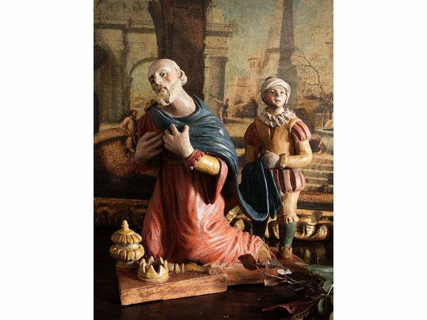 Gruppo da presepe in terracotta policroma  - Asta Arredi e Dipinti dal Castello di Gamberaia a Firenze - Associazione Nazionale - Case d'Asta italiane