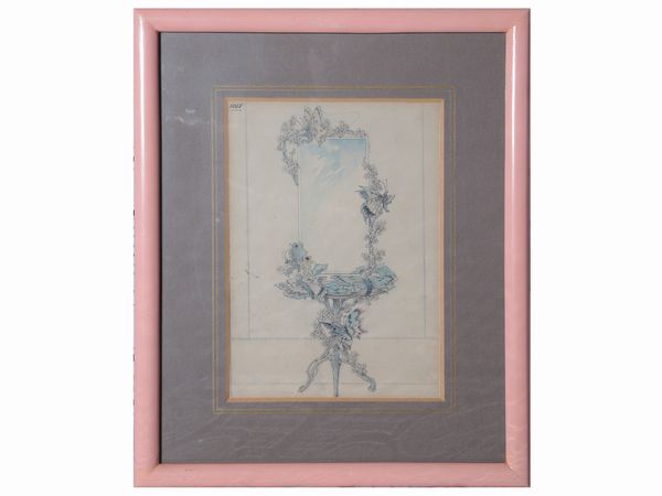 Raccolta di sei disegni raffiguranti arredi  - Asta Arredi e Dipinti dal Castello di Gamberaia a Firenze - Associazione Nazionale - Case d'Asta italiane