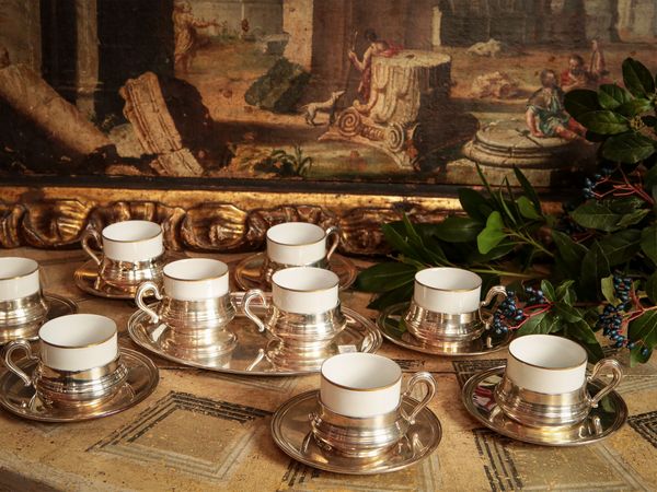 Set da caff in argento  - Asta Arredi e Dipinti dal Castello di Gamberaia a Firenze - Associazione Nazionale - Case d'Asta italiane