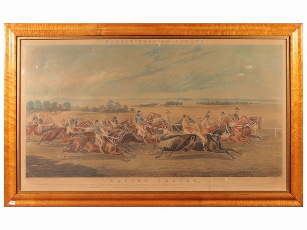 Charles Hunt I : Racing Cracks da A. P. de Prades, Londra 1854  - Asta Arredi e Dipinti dal Castello di Gamberaia a Firenze - Associazione Nazionale - Case d'Asta italiane