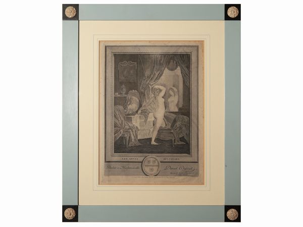 Raccolta di otto incisioni a soggetto erotico/galante  - Asta Arredi e Dipinti dal Castello di Gamberaia a Firenze - Associazione Nazionale - Case d'Asta italiane