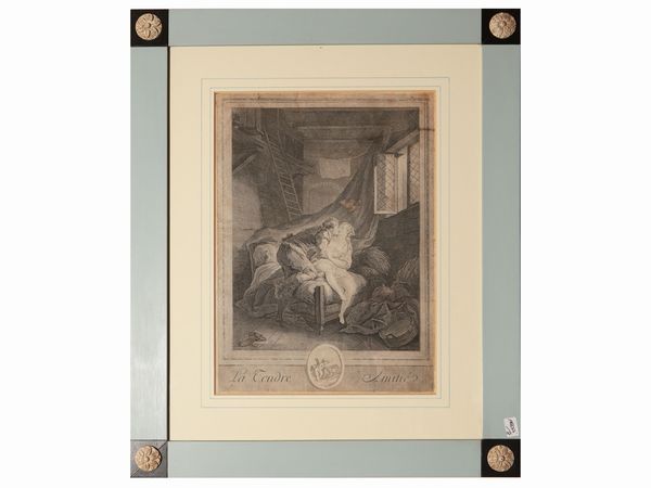 Raccolta di otto incisioni a soggetto erotico/galante  - Asta Arredi e Dipinti dal Castello di Gamberaia a Firenze - Associazione Nazionale - Case d'Asta italiane