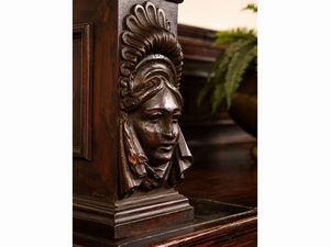 Monumentale panca da ingresso in noce  - Asta Arredi e Dipinti dal Castello di Gamberaia a Firenze - Associazione Nazionale - Case d'Asta italiane