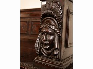 Monumentale panca da ingresso in noce  - Asta Arredi e Dipinti dal Castello di Gamberaia a Firenze - Associazione Nazionale - Case d'Asta italiane