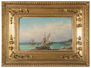 Emilio Donnini - Veduta di porto con barche