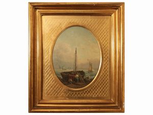 Scuola francese - Veduta di marine