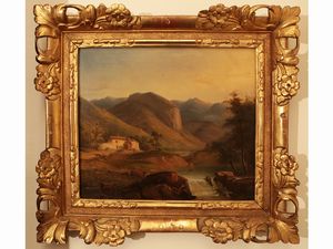 Charles Rauch - Paesaggio fluviale con personaggi