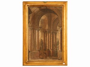 Scuola veneta - Capriccio architettonico con personaggi