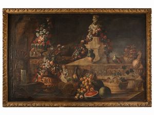 Cerchia di Giacomo Nani - Capriccio architettonico entro giardino