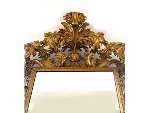 Console con specchiera in legno intagliato e dorato  - Asta Arredi e Dipinti dal Castello di Gamberaia a Firenze - Associazione Nazionale - Case d'Asta italiane