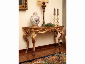 Coppia di console in legno intagliato e dorato  - Asta Arredi e Dipinti dal Castello di Gamberaia a Firenze - Associazione Nazionale - Case d'Asta italiane