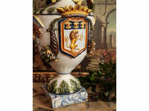 Grande vaso potiches in terracotta invetriata, probabilmente Faenza  - Asta Arredi e Dipinti dal Castello di Gamberaia a Firenze - Associazione Nazionale - Case d'Asta italiane