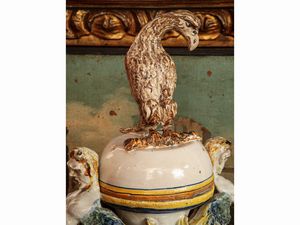 Grande vaso potiches in terracotta invetriata, probabilmente Faenza  - Asta Arredi e Dipinti dal Castello di Gamberaia a Firenze - Associazione Nazionale - Case d'Asta italiane