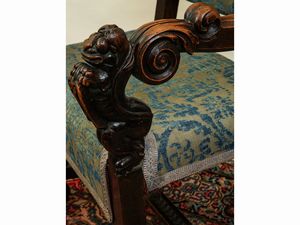 Coppia di seggioloni in noce  - Asta Arredi e Dipinti dal Castello di Gamberaia a Firenze - Associazione Nazionale - Case d'Asta italiane