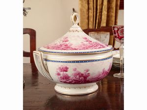 Servizio di piatti Paesaggi Magenta in porcellana Richard Ginori  - Asta Arredi e Dipinti dal Castello di Gamberaia a Firenze - Associazione Nazionale - Case d'Asta italiane