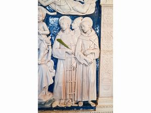 Da Andrea e Giovanni della Robbia : Madonna con Bambino tra santi e angeli  - Asta Arredi e Dipinti dal Castello di Gamberaia a Firenze - Associazione Nazionale - Case d'Asta italiane