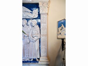Da Andrea e Giovanni della Robbia : Madonna con Bambino tra santi e angeli  - Asta Arredi e Dipinti dal Castello di Gamberaia a Firenze - Associazione Nazionale - Case d'Asta italiane